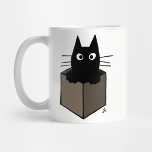 Black Cat in a Cardboard Box Mug